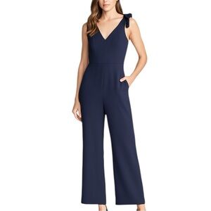 Dress the Population - Harper Tie Shoulder Wide-Leg Jumpsuit Navy Blue Sz XL